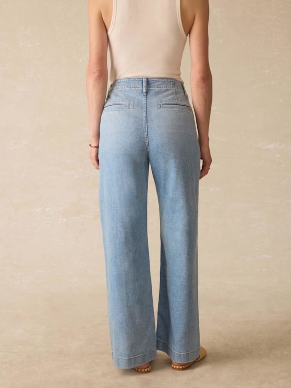 Faherty Pale Linen Denim Wide-Leg Jeans NWT - Picture 4 of 5